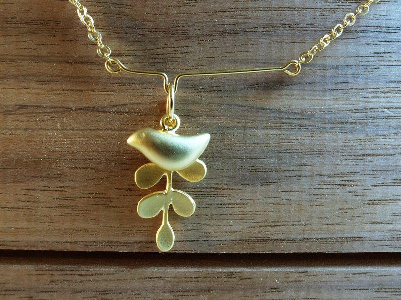 川手【夜莺】哑光锁骨项链 - 项链 - 其他金属 金色