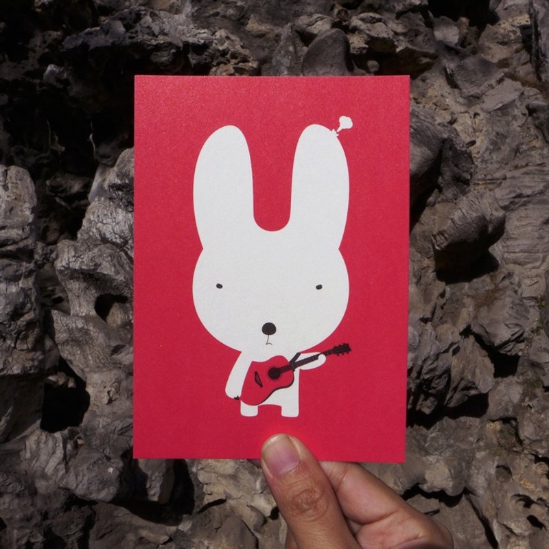 设计明信片｜吉他兔 - 卡片/明信片 - 纸 红色
