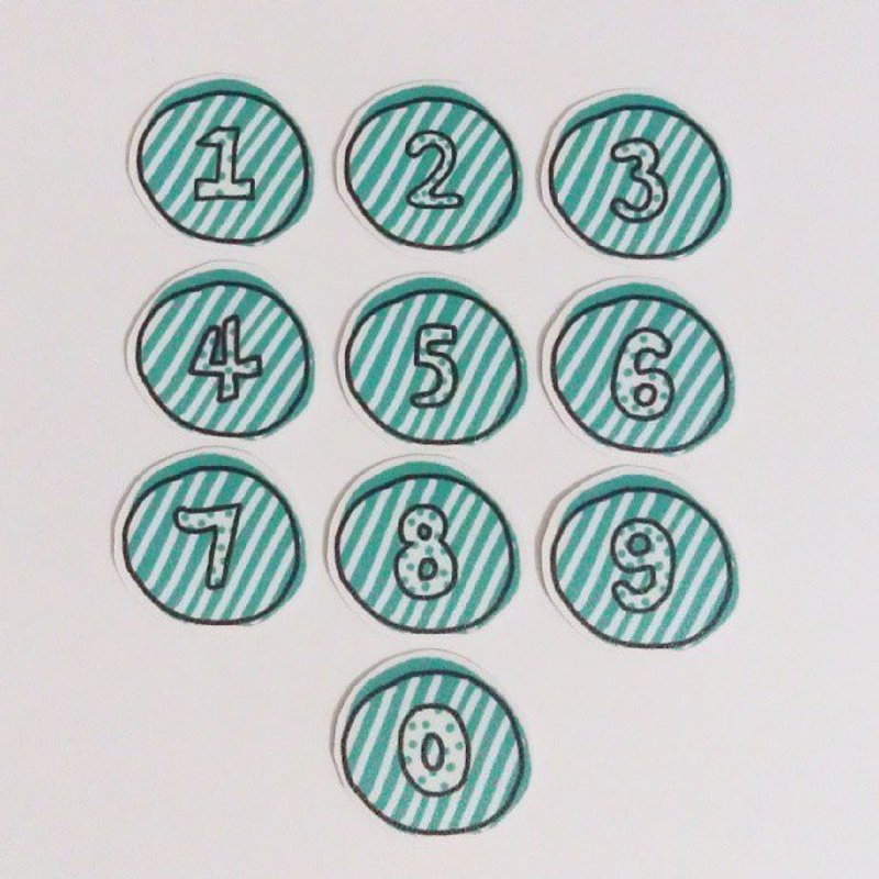 幸运数字贴纸－湖水绿　Green - 贴纸 - 纸 绿色