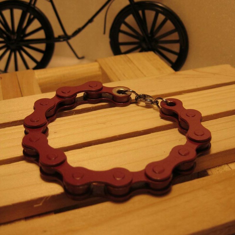 暗红色●自行车铁炼条●手炼●编号HR - 手链/手环 - 其他金属 紫色