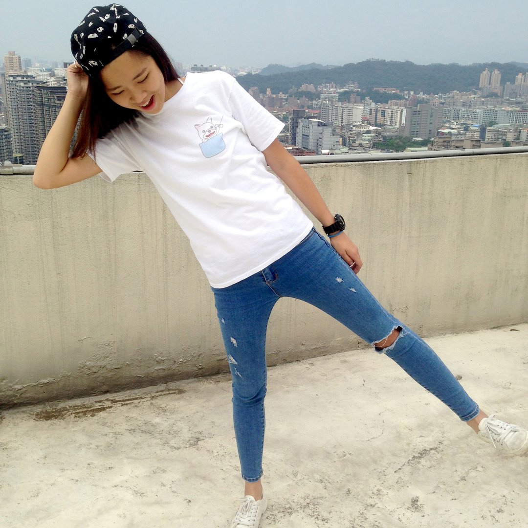 口袋怪兽｜短袖T-shirt - 女装 T 恤 - 棉 白色