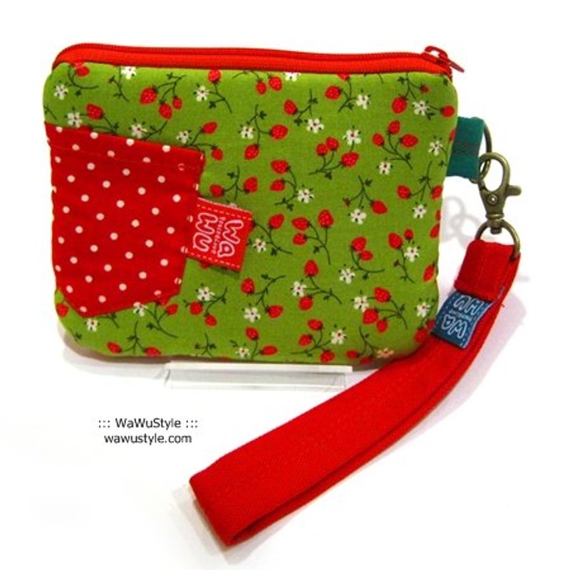 :::WaWu::: 多功能双层包 (绿色小花) /贴身钱包/生理包/手腕小包/手机袋 - 零钱包 - 其他材质 绿色