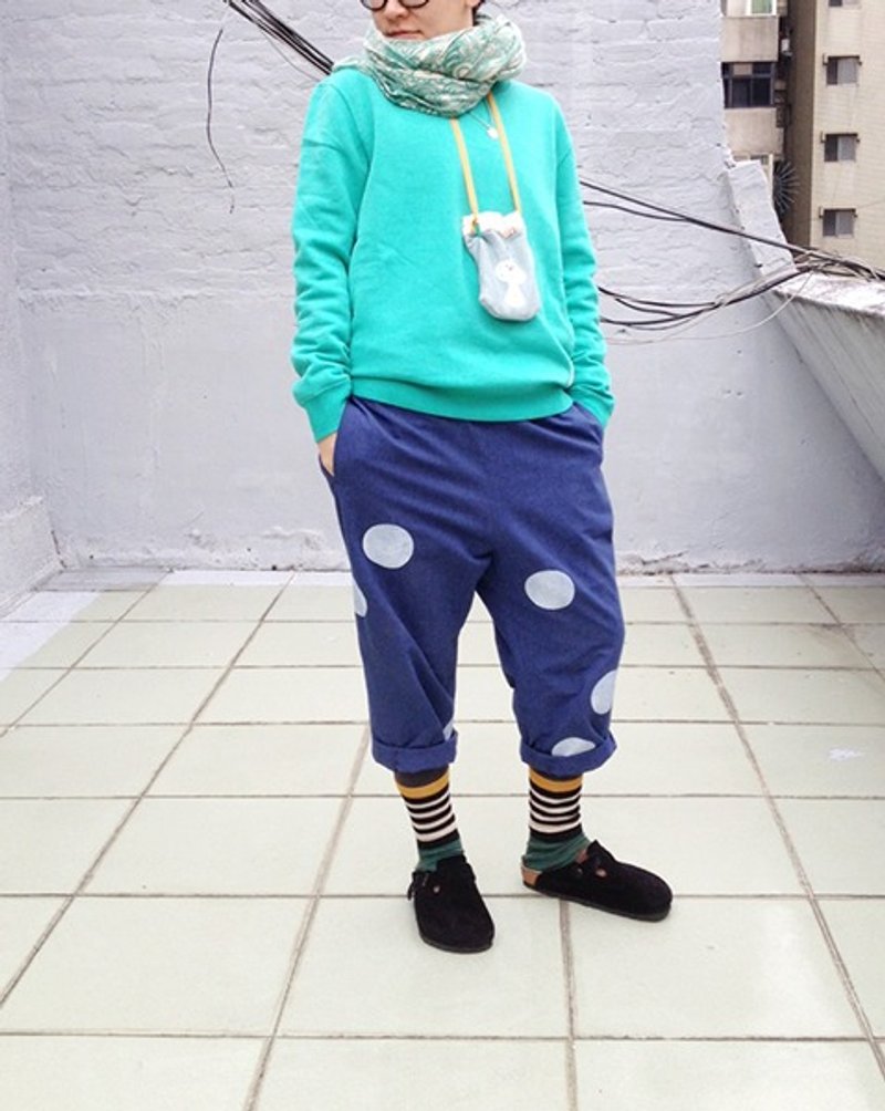 十圆宽裤：：（靛蓝） - 女装长裤 - 其他材质 蓝色