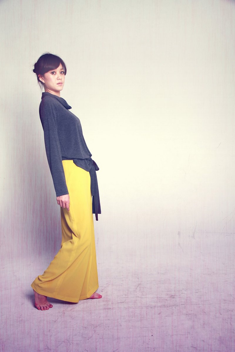 Passage雪纺宽裤 - 女装长裤 - 其他材质 黄色