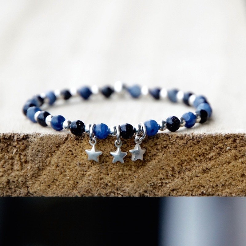 ITS-B121【925银系列・蒂卡波的星空】蓝纹石/蓝沙石/扣式手环 - 手链/手环 - 其他材质 蓝色