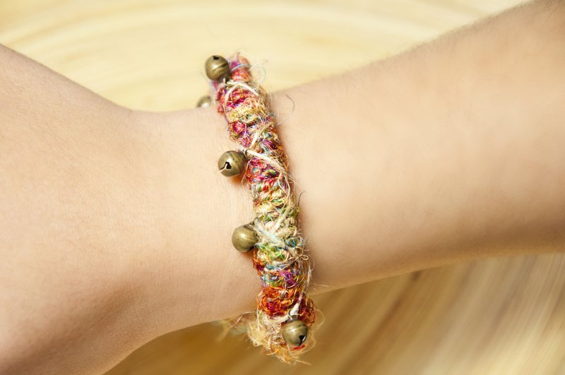 圣诞礼物 定制化手捻纱丽线纱丽线铃铛手绳 手环 手镯-波希米亚风 - 手链/手环 - 其他材质 多色