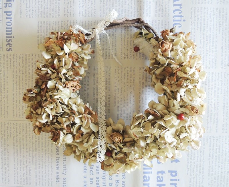 微甜圈 柔柔 轻感 春日花圈-轻柔 圆滚滚 淡黄绣球 小兔子地祈祷 花圈 干燥花 干燥花圈 - 墙贴/壁贴 - 植物．花 黄色