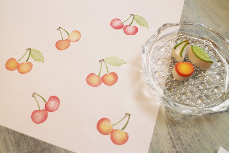 樱桃 多色印章 橡皮擦印章 - 印章/印台 - 木头 红色