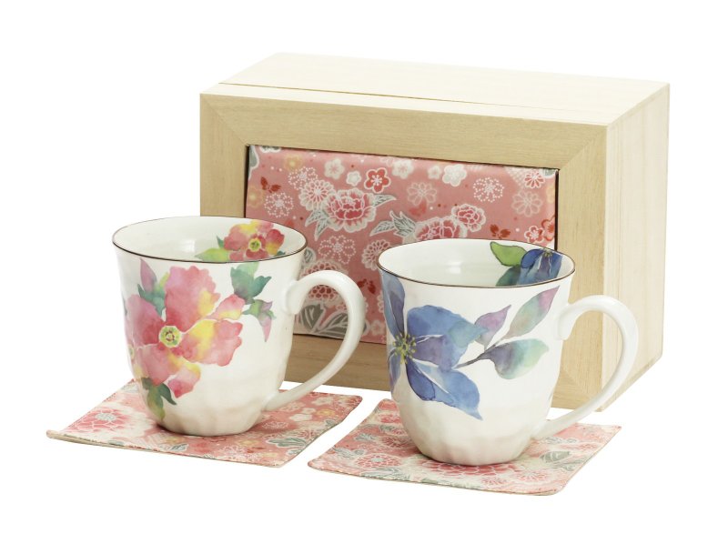 美浓焼 和蓝【花日记】马克对杯-C02980 - 咖啡杯/马克杯 - 其他材质 粉红色