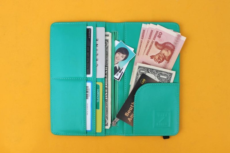 YIZISTORE长钱包印花皮革 长钱包-健美操 - 皮夹/钱包 - 真皮 蓝色