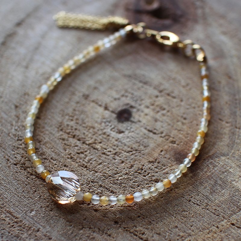 Muse自然风系列NO.62黄色黄玉金波纹水钻细手链 - 手链/手环 - 其他材质 黄色