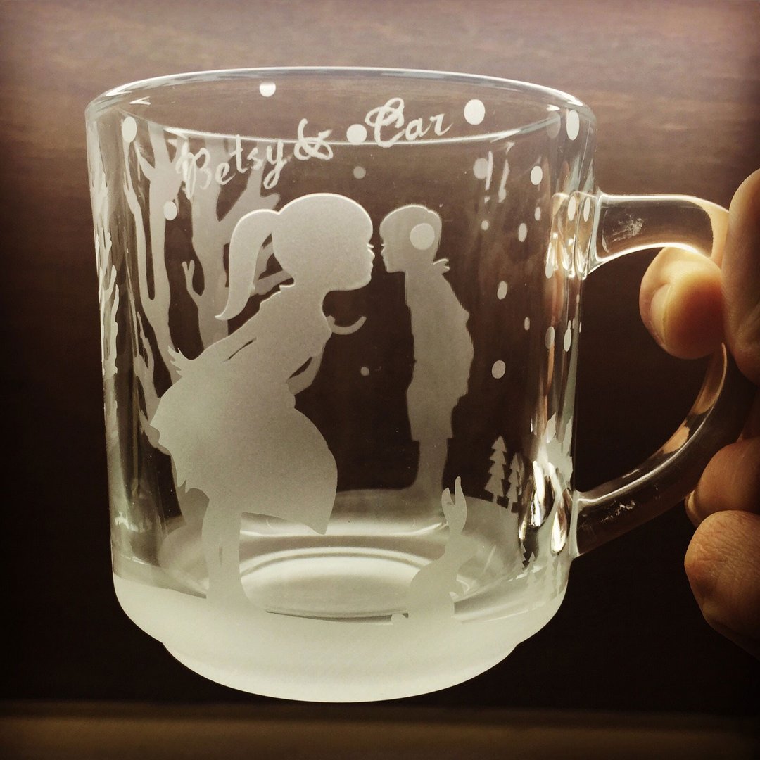 【First Kiss手工咖啡杯】冬天版 祝贺精品手工咖啡杯 送礼 情人节 送给男女朋友 度身订制 结婚礼物 咖啡杯 定制化 咖啡杯 - 其他 - 玻璃 白色