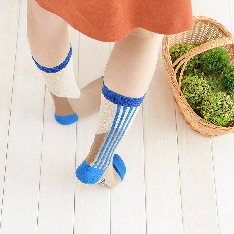 Higamuko socks (socks collaboration with Higashimukojima coffee shop) - 袜子 - 棉．麻 蓝色