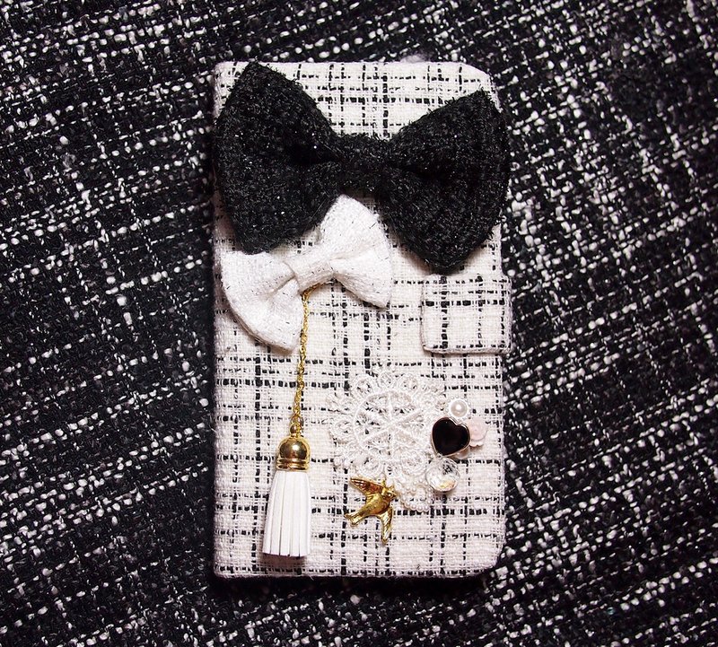 布艺 法国风黑白蝴蝶结手机套 保护套 手机壳 Galaxy S4 S3 Note 2 Note3 - 手机壳/手机套 - 其他材质 白色