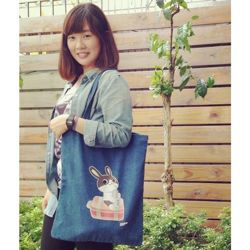 欧彼兔OBtuzX kuroi-T 联名丹宁牛仔肩背包  “我可以” - 侧背包/斜挎包 - 其他材质 卡其色