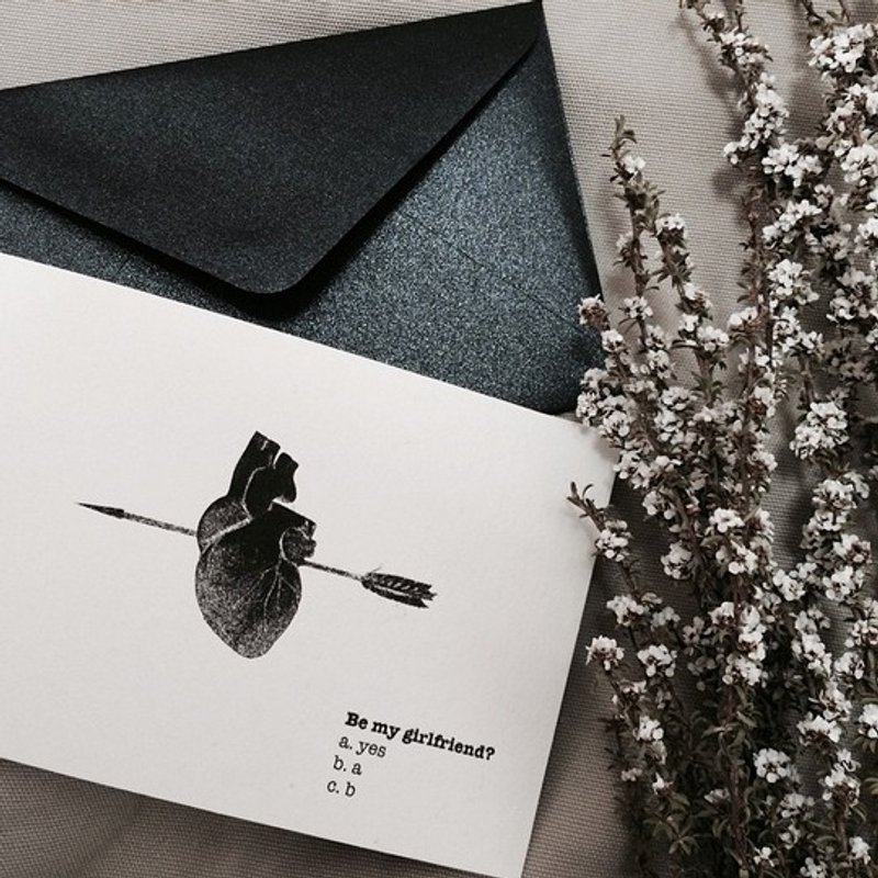做我的女朋友好吗？// 最甜蜜情人系列 - 卡片/明信片 - 纸 黑色