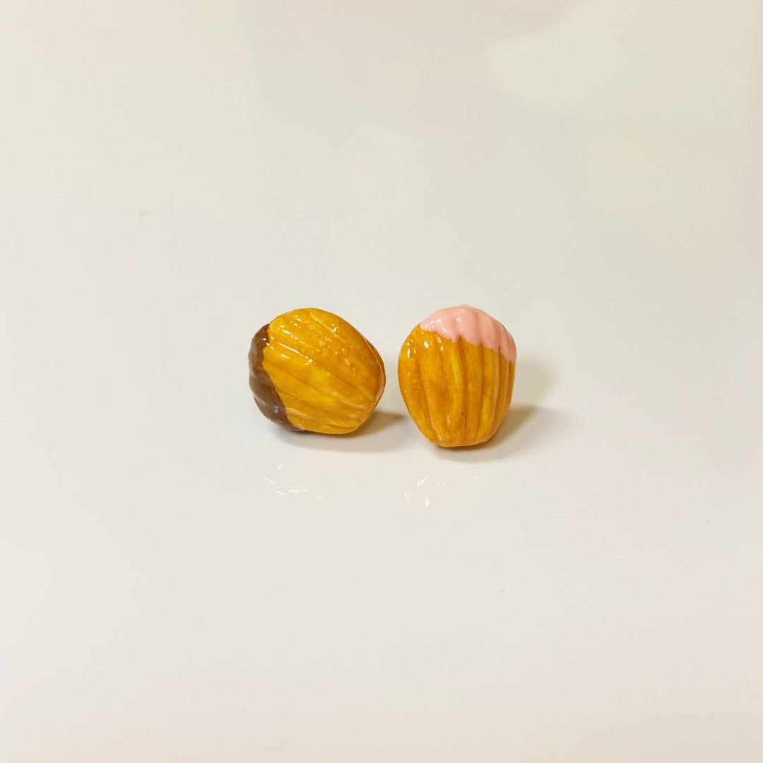mini玛德莲耳环组(两个一组)(可改耳夹式) - 耳环/耳夹 - 粘土 多色