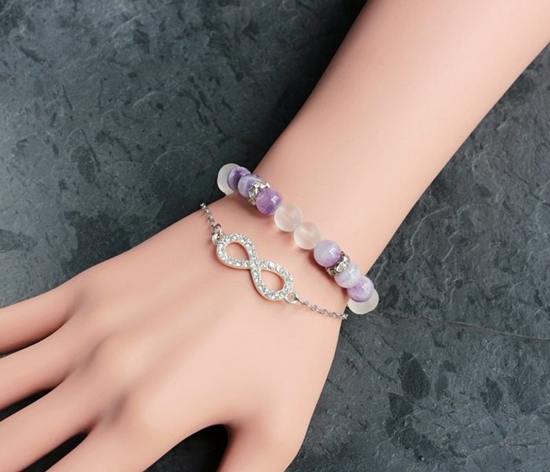 无限 浪漫守护者 紫水晶双层手链 FitterHandmade 天然石手创 极简几何 个性化 圣诞节 情人节 生日礼物 纪念日 交换礼物 - 手链/手环 - 宝石 
