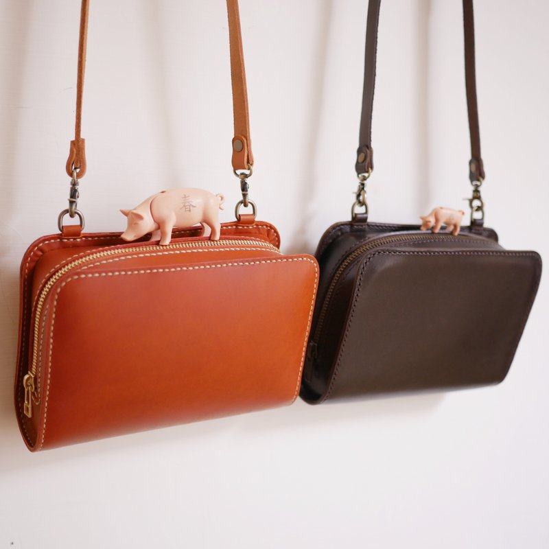 字典小侧背包 - 侧背包/斜挎包 - 真皮 咖啡色