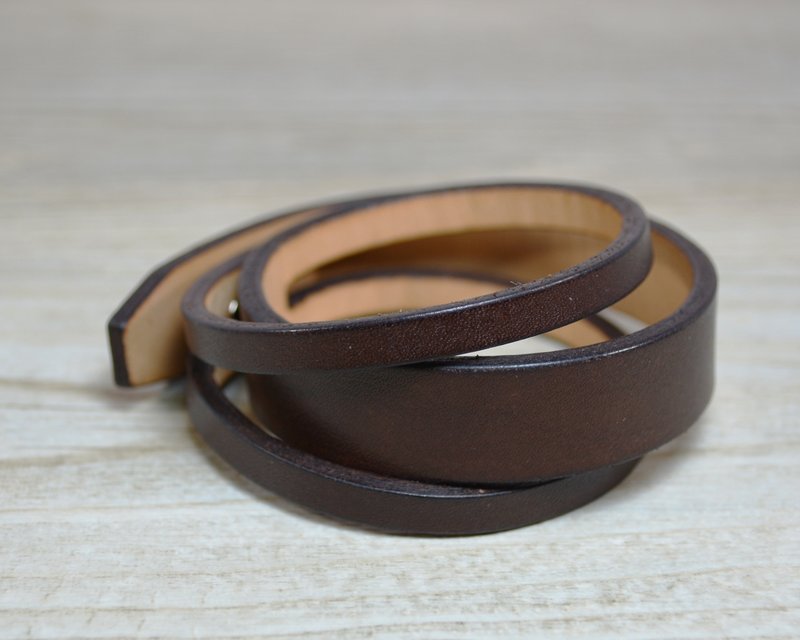 咖啡色植鞣革手工环绕皮手环 - 手链/手环 - 真皮 
