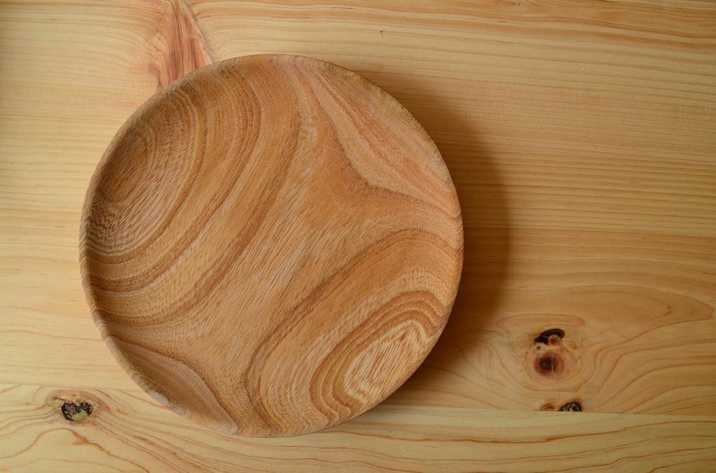 【一郎木创】木食彩。无垢碟(大)-日本榉木 - 浅碟/小碟子 - 木头 金色