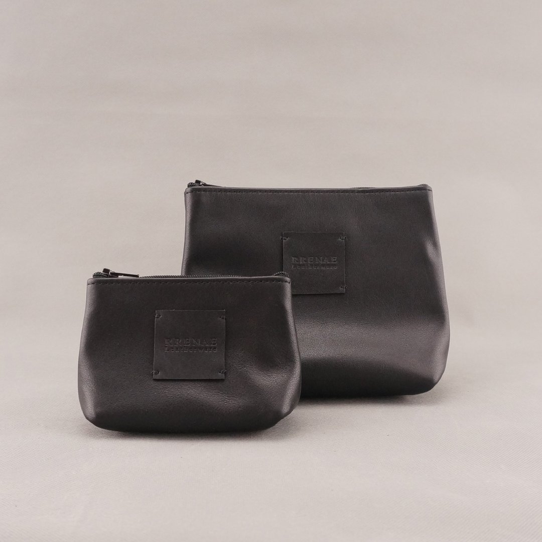 优惠价 / Zipper 化妆包+零钱包 组合 / 皮革 / RRENAE Leatherware - 化妆包/杂物包 - 真皮 多色