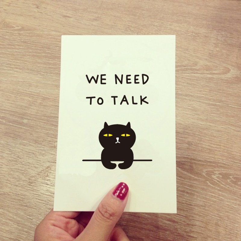 Badkitty  We Need To Talk Postcard - 卡片/明信片 - 纸 黑色