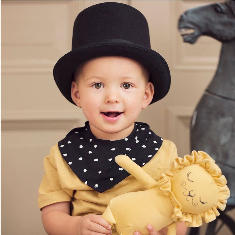 【瑞典ELODIE DETAILS】北欧时尚有机棉领巾型口水巾围兜- Dot - 围嘴/口水巾 - 棉．麻 黑色