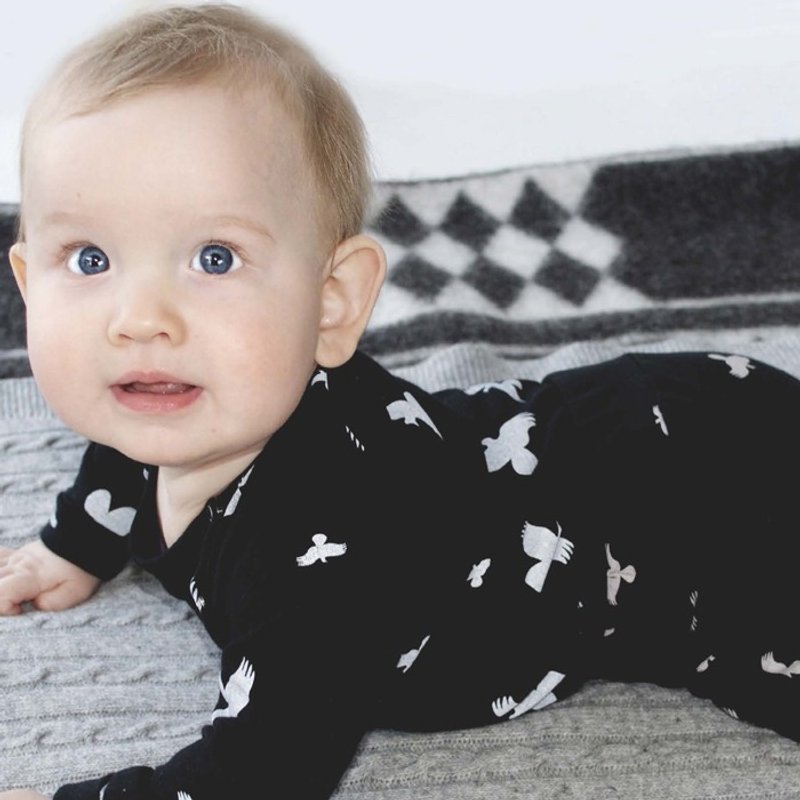 【北欧设计】moi有机棉婴幼儿包屁衣_长袖黑Black Melange Raven - 其他 - 棉．麻 黑色