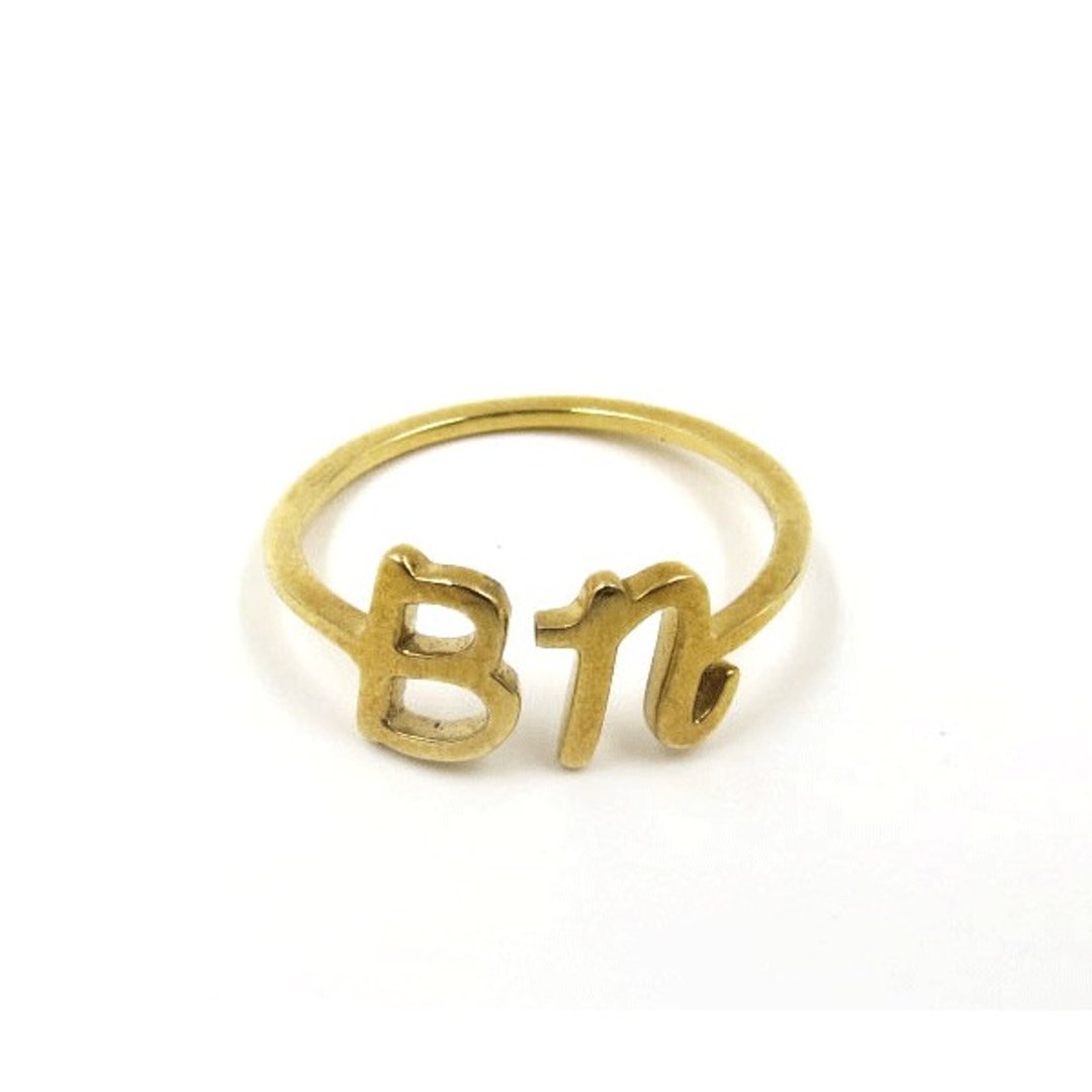 定制化饰物戒指  - 三维打印 x Initials Ring x 个人化 - 戒指 - 其他金属 金色