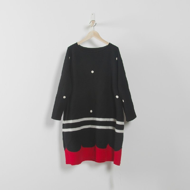 红摆尾羊毛长衫 - 女装上衣 - 其他材质 黑色