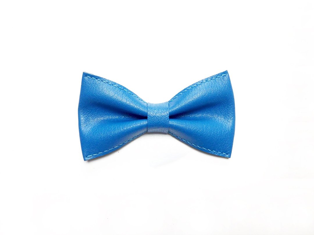 爱马仕天蓝色山羊皮煲呔 Hermes Blue Goats Leather Bowtie - 领带/领带夹 - 真皮 蓝色