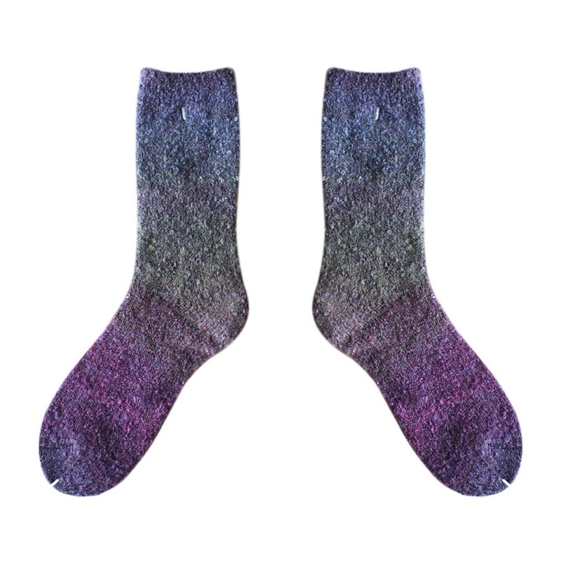 【3色】花簇变奏！// 手作渲彩绒花棉袜子 :::DAWN' make up your feet ::: - 袜子 - 棉．麻 多色