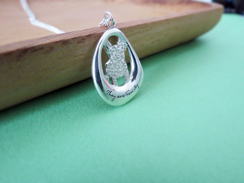 法斗 - They are Family | 纯银项链 刻字 手作银饰 生日礼物 - 项链 - 纯银 银色