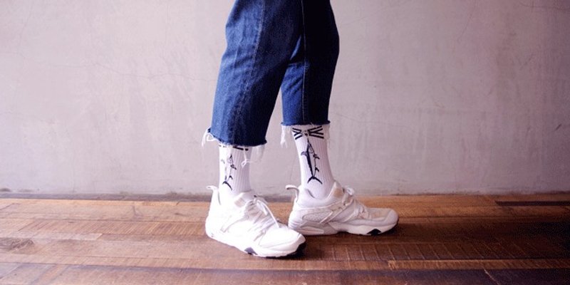 海洋剑鱼 白色中性袜子 - 袜子 - 棉．麻 白色