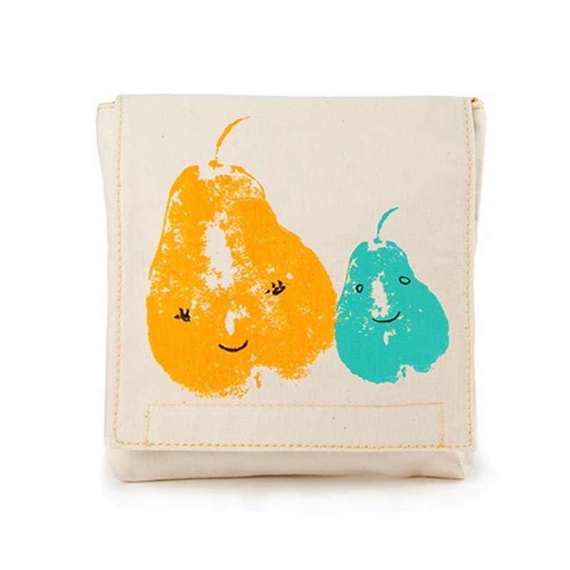 [化妆包/收纳包] fluf 有机棉小物袋--大梨牵小梨 - 化妆包/杂物包 - 棉．麻 绿色