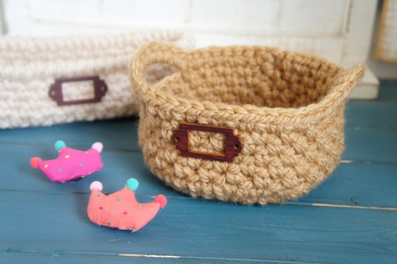 手工编织杂货风圆形提把置物篮~ - 收纳用品 - 其他材质 