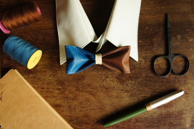 “Paper Bow Tie”纸领结 双色- No.229（绅士款/蓝色咖啡棕色）男性/朋友/礼物/领结 - 领带/领带夹 - 其他材质 咖啡色
