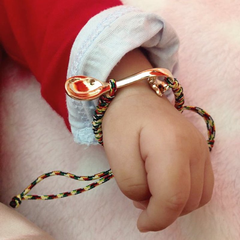 弥月礼 汤匙宝宝手链 纯银 18K镀金 - 满月礼盒 - 纯银 银色