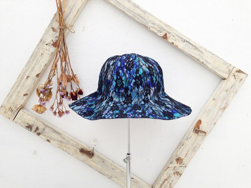 【Qucky】浮生（炫彩蓝）／大檐花帽 - 帽子 - 其他材质 蓝色