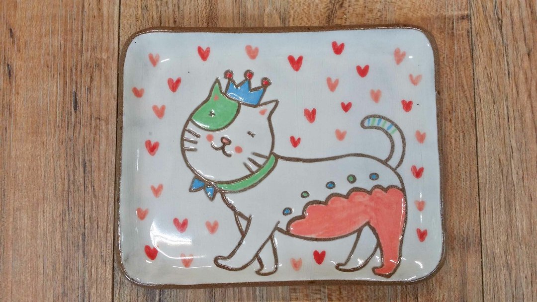 【造型盘】猫咪小王子─爱唷爱唷 - 花瓶/陶器 - 其他材质 