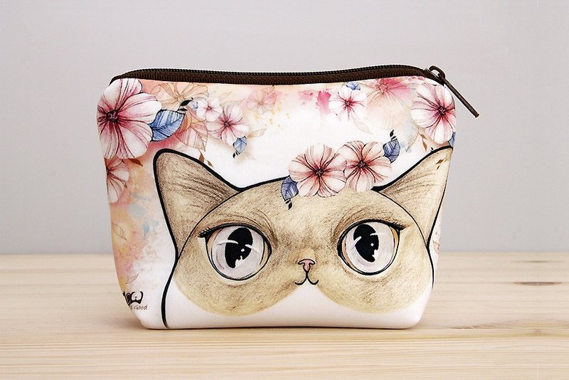 ★ 手作立体万用包- 花花猫 - 零钱包 - 其他材质 粉红色