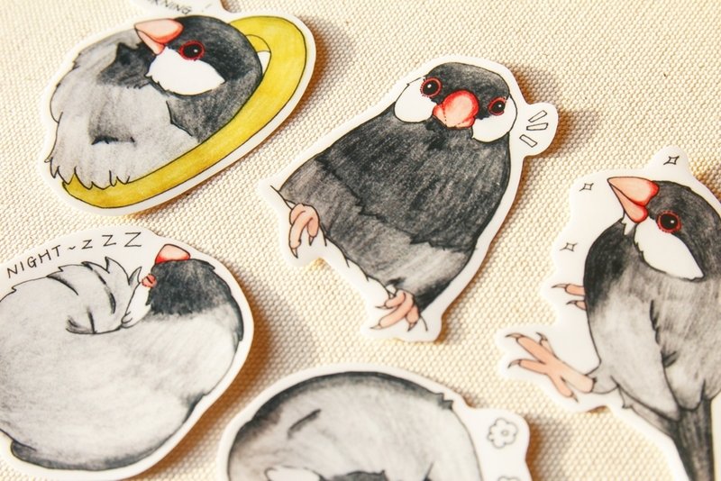 黑文鸟 手绘防水贴纸组 - 贴纸 - 其他材质 