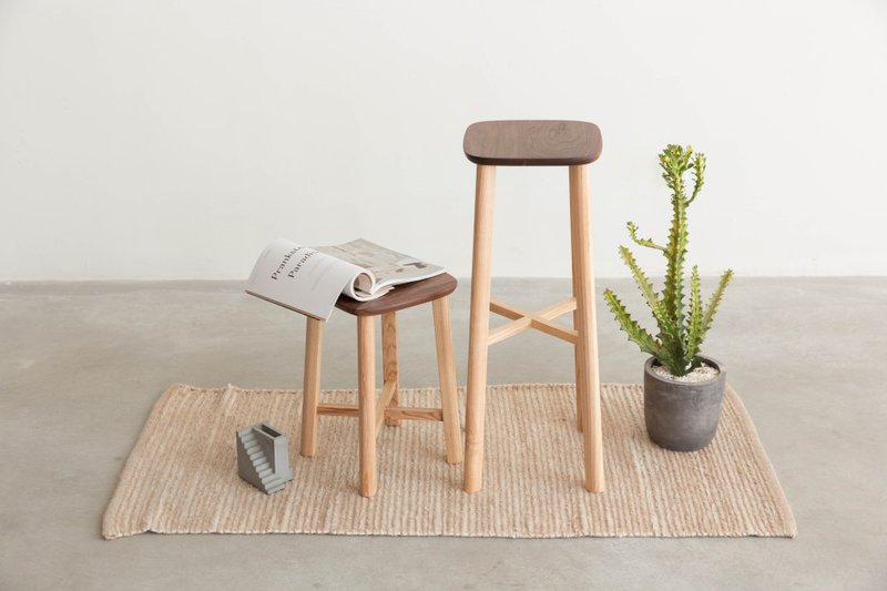 熹山工房-设计家具高脚椅-樱桃木-胡桃木吧台椅 - 其他家具 - 木头 黑色