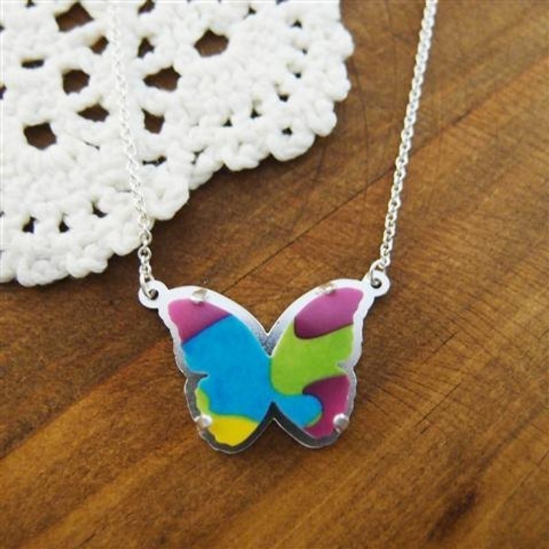 森林系---蝴蝶剪影925银项炼(每个蝴蝶图案都不一样) - 项链 - 其他金属 