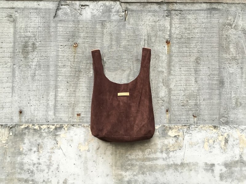 【endorphin】麂皮背心购物袋 - 手提包/手提袋 - 真皮 咖啡色