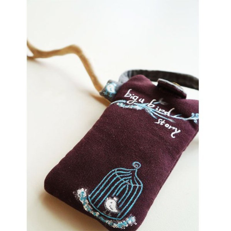 手绘bigu-bird story鸟笼手机袋(酒袋红+深灰)布品将依现存而有异动喔!欢迎询问 - 其他 - 其他材质 