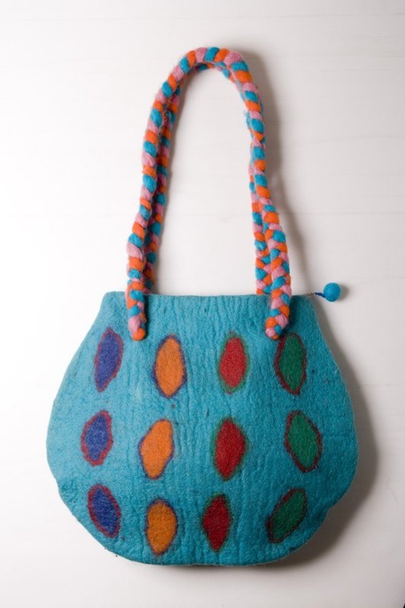 羊毛毡辫子包{蓝} - 侧背包/斜挎包 - 羊毛 