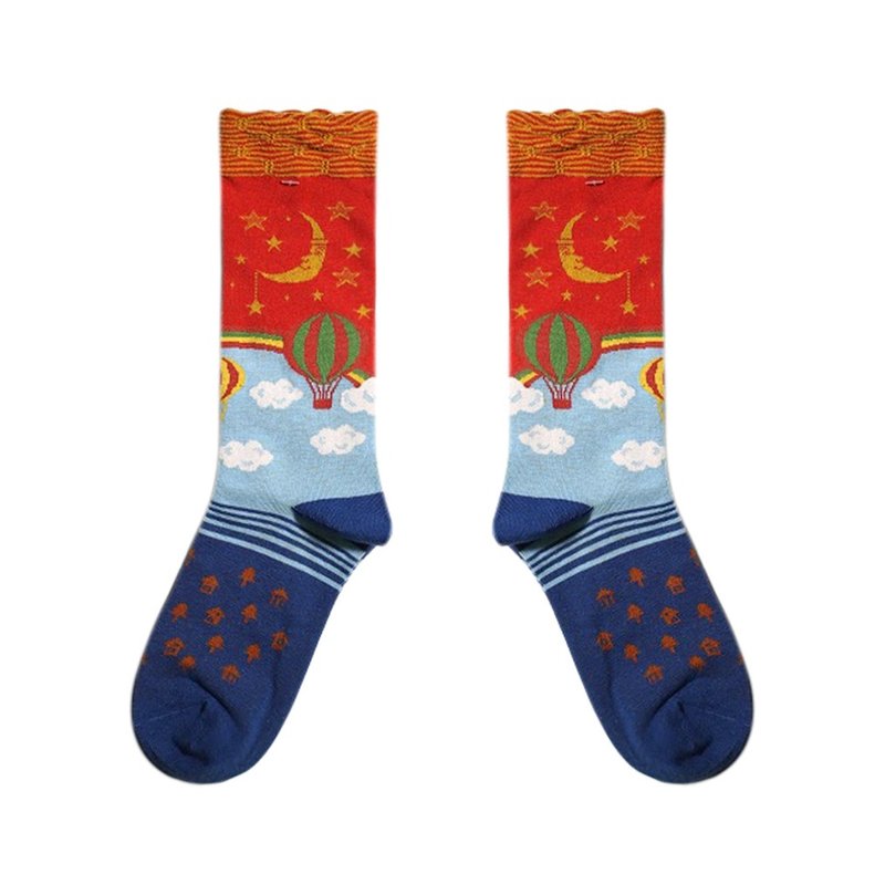 【2色】静谧午夜！ // 女巫的秘密派对棉袜子 :::DAWN' make up your feet ::: - 袜子 - 棉．麻 红色