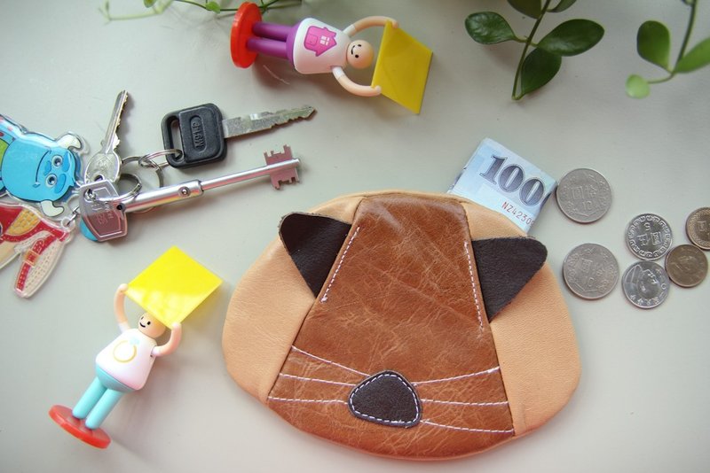 +zoom- 猫CAT 零钱包(置物袋)(小)-牛皮皮革 - 零钱包 - 其他材质 咖啡色